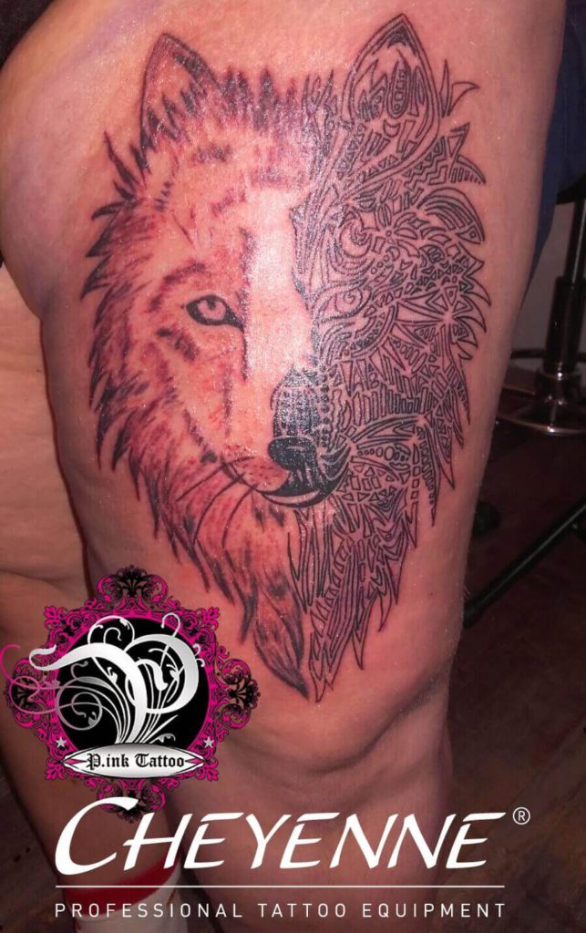 Realistic Tribal Wolf Tattoo