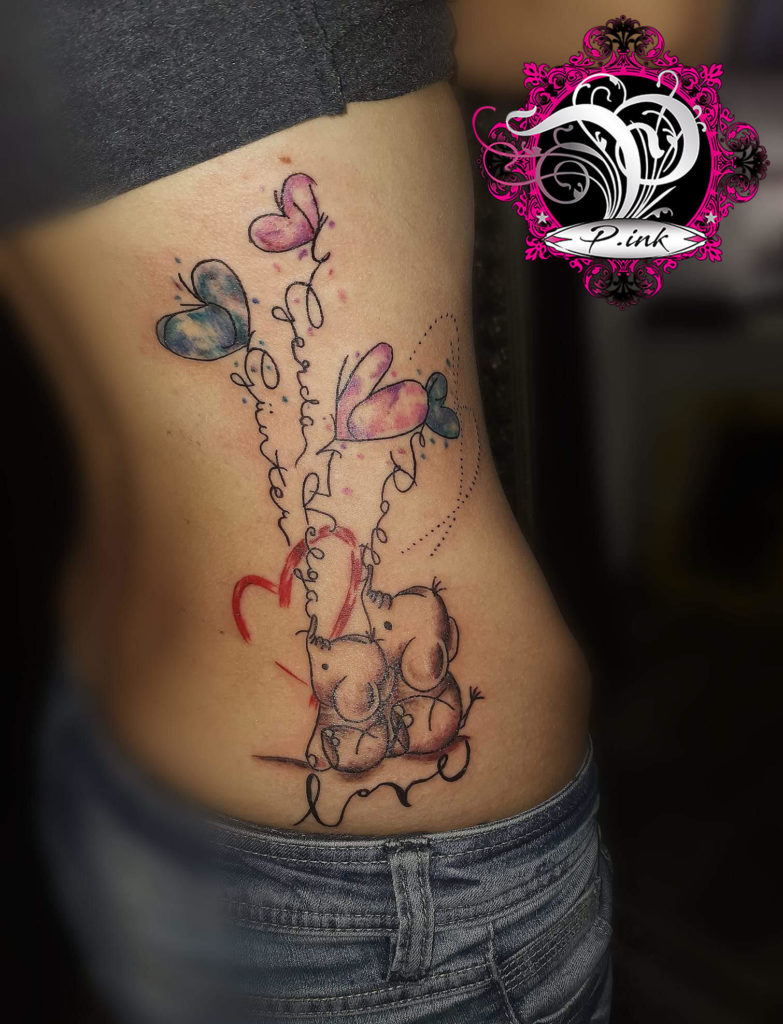 Elefanten Luftballons Schriftzug Tattoo
